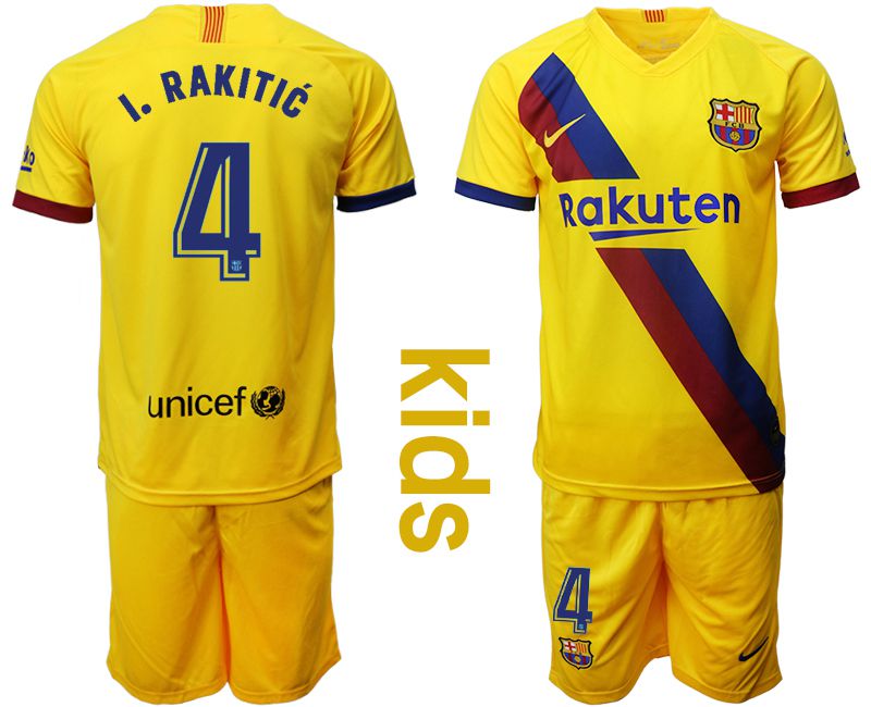 Youth 2019-2020 club Barcelona away #4 yellow Soccer Jerseys